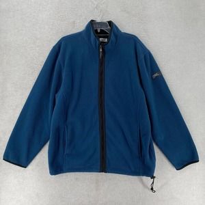 IZOD Jacket‎ Mens LARGE Blue Fleece Full Zip Pockets Mock Neck